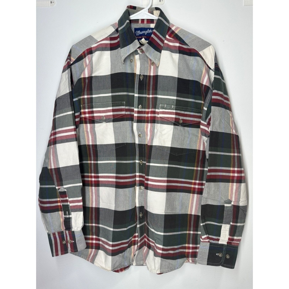 Vintage‎ Wrangler Brushpopper Western Shirt Stripe Plaid - XL